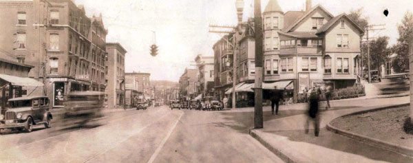 CIRCA 1936 - The original South Main Street location: on the corner, directly behind the telephone pole closest to the center of the photo.